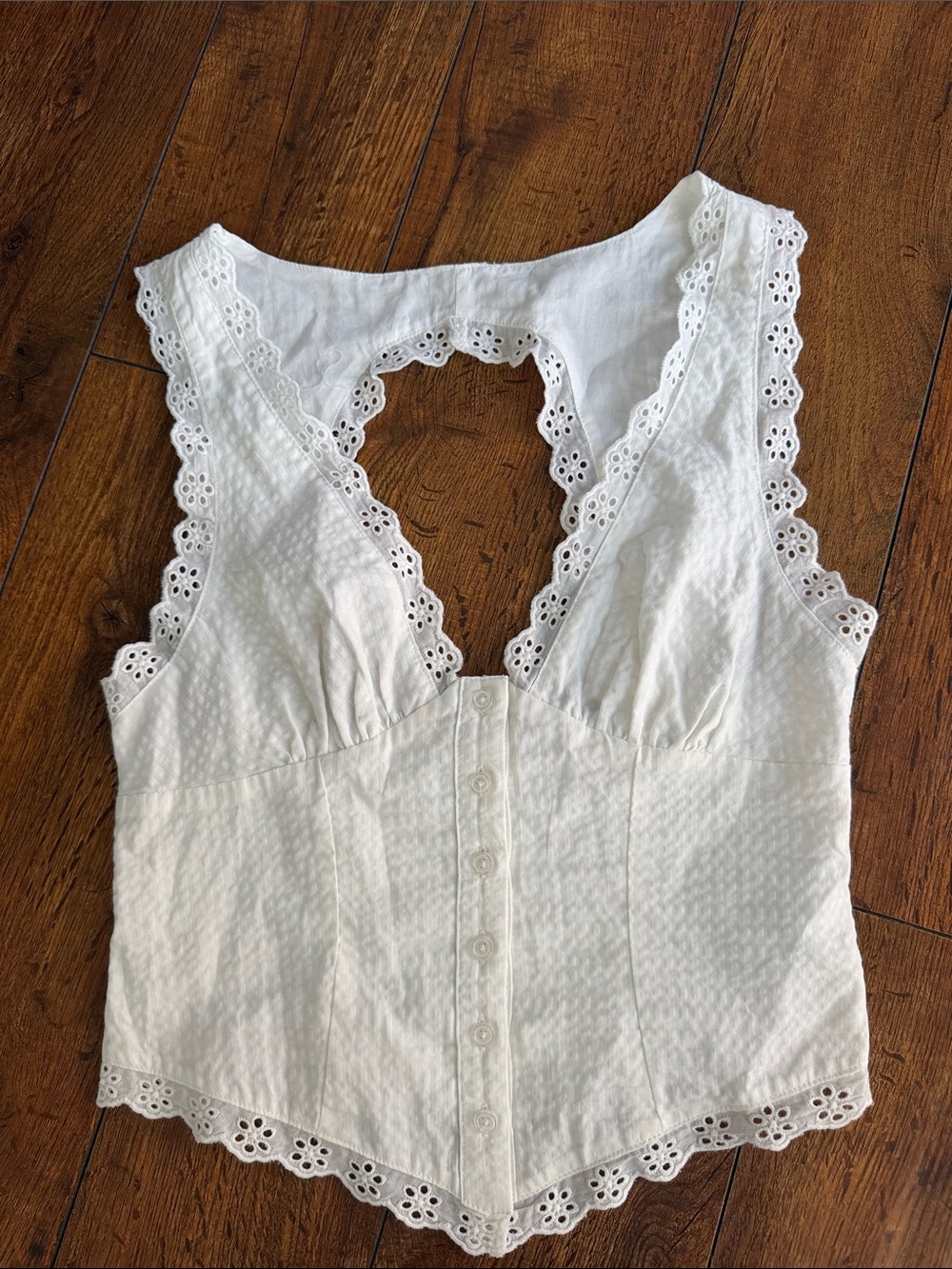 Kimchi Blue White Eyelet Lace Button-Front Camisole